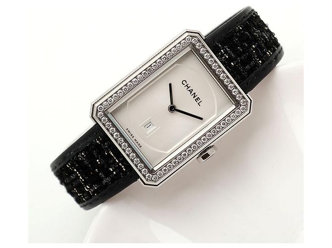 Chanel Boyfriend Steel Leder Damenuhr Medium mit Diamanten Silber - Ansicht 24