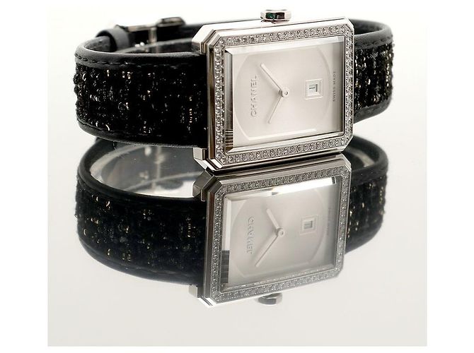 Chanel Boyfriend Steel Leder Damenuhr Medium mit Diamanten Silber - Ansicht 26