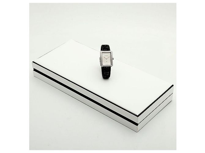 Chanel Boyfriend Steel Leder Damenuhr Medium mit Diamanten Silber - Ansicht 29