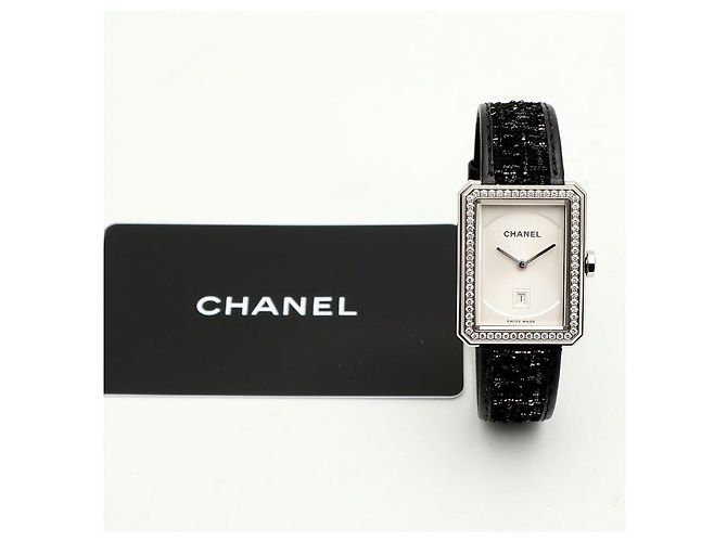 Chanel Boyfriend Steel Leder Damenuhr Medium mit Diamanten Silber - Ansicht 4