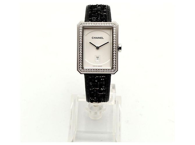 Chanel Boyfriend Steel Leder Damenuhr Medium mit Diamanten Silber - Ansicht 5