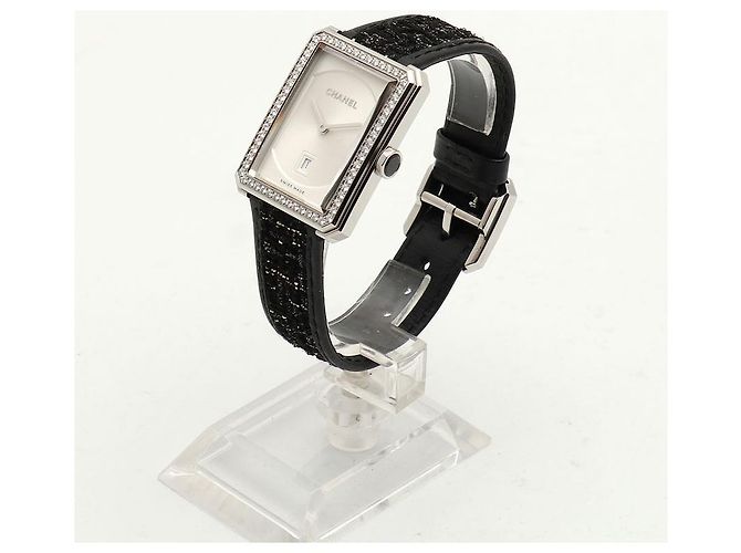 Chanel Boyfriend Steel Leder Damenuhr Medium mit Diamanten Silber - Ansicht 6