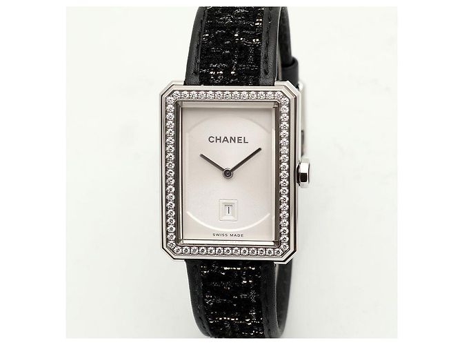 Chanel Boyfriend Steel Leder Damenuhr Medium mit Diamanten Silber - Ansicht 9