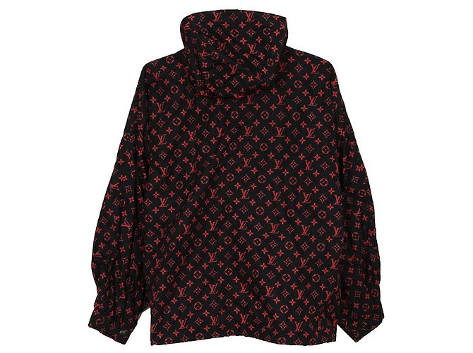 Louis Vuitton Giacca con cappuccio in nylon con monogramma rosso - vista 2