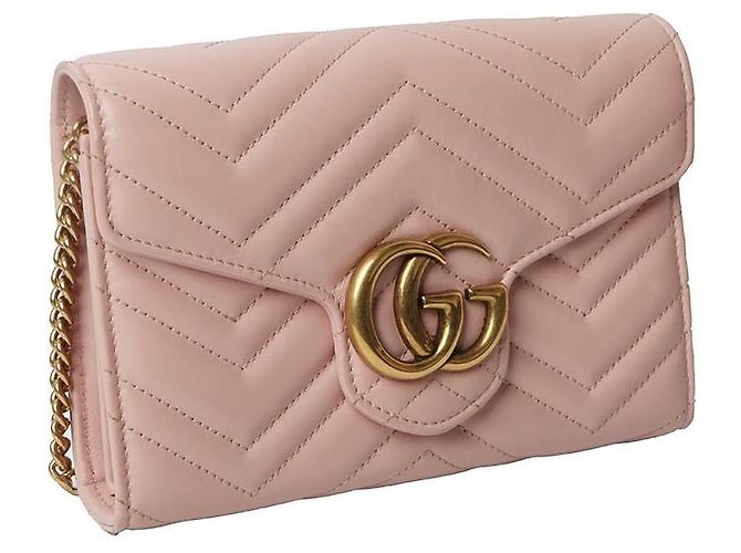 Gucci Borsa a tracolla mini GG Marmont trapuntata Rosa - vista 2