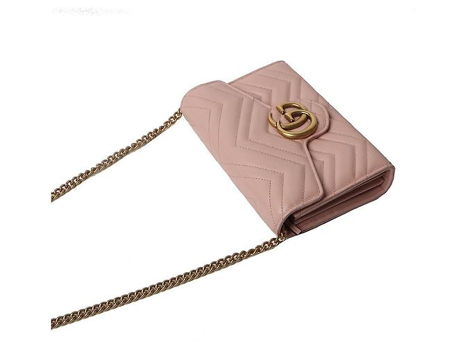 Gucci Borsa a tracolla mini GG Marmont trapuntata Rosa - vista 5