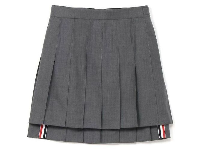 Thom Browne Minifalda plisada de sarga de lana Castaño - vista 3