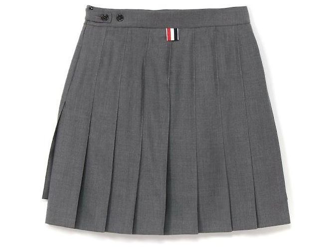 Thom Browne Minifalda plisada de sarga de lana Castaño - vista 4