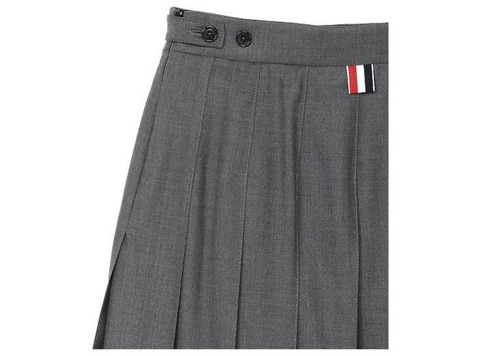 Thom Browne Minifalda plisada de sarga de lana Castaño - vista 6