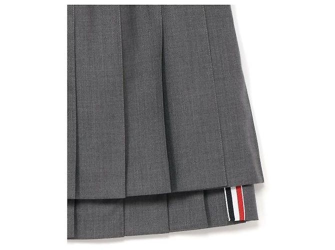 Thom Browne Minifalda plisada de sarga de lana Castaño - vista 7