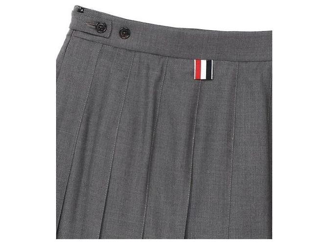 Thom Browne Minifalda plisada de sarga de lana Castaño - vista 8