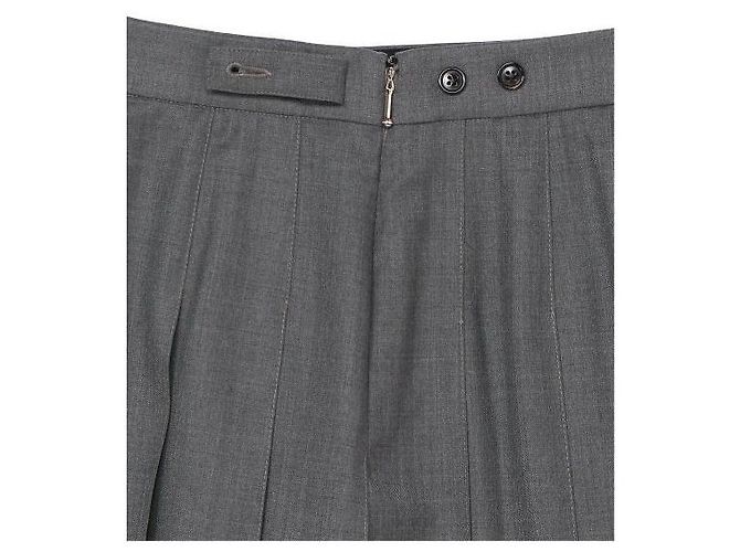 Thom Browne Minifalda plisada de sarga de lana Castaño - vista 9