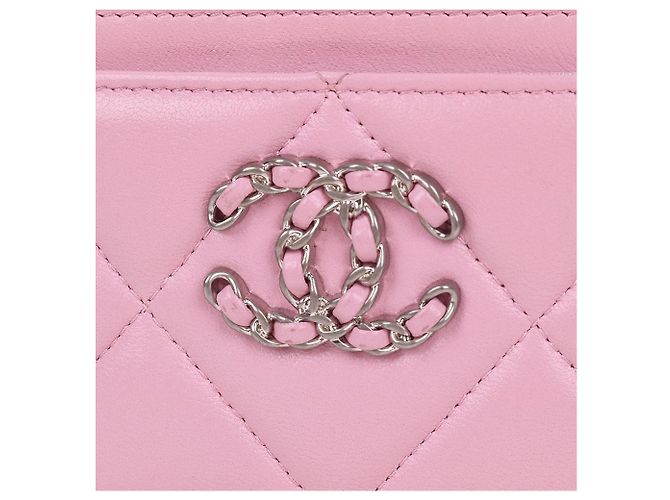 Chanel Rosa Kartenetui mit silbernem Logo Pink - Ansicht 3