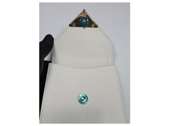 Prada Mini borsa in pelle Saffiano Argento - vista 8