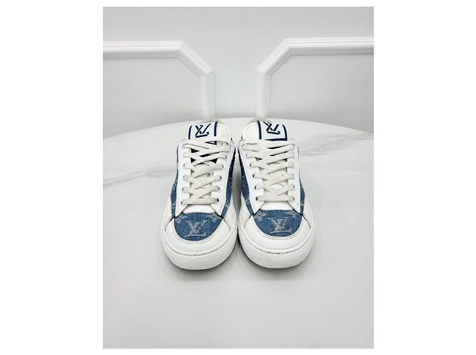 Louis Vuitton Sneakers Charlie in denim Argento - vista 2