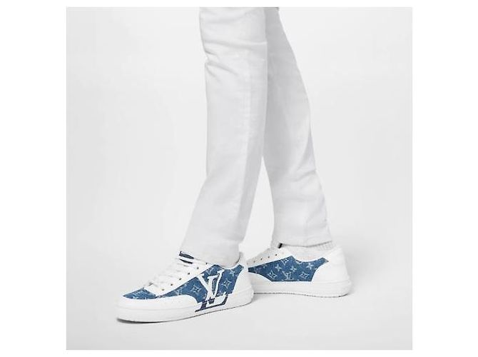 Louis Vuitton Sneakers Charlie in denim Argento - vista 7