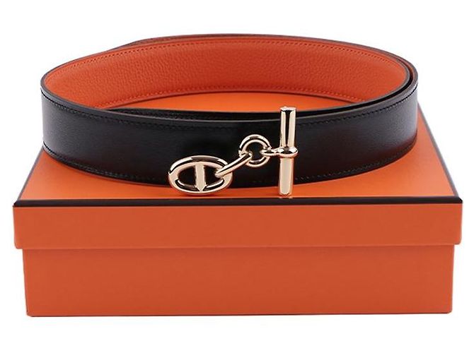 Hermès Men's Yachting Belt Buckle Reversible Double-Sided Leather Strap Multiple colors - view 8
