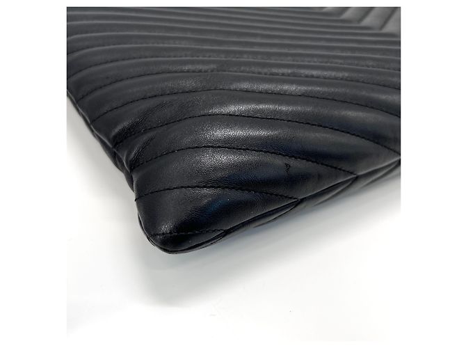 Saint Laurent Clutch trapuntata da donna nera Large Nero - vista 7