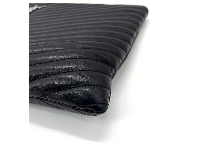 Saint Laurent Clutch trapuntata da donna nera Large Nero - vista 8