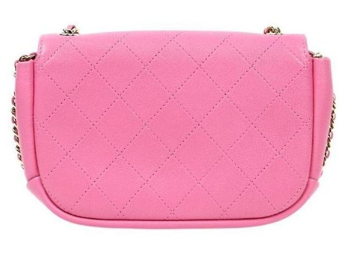 Chanel Bolsa de ombro com corrente acolchoada rosa - view 3