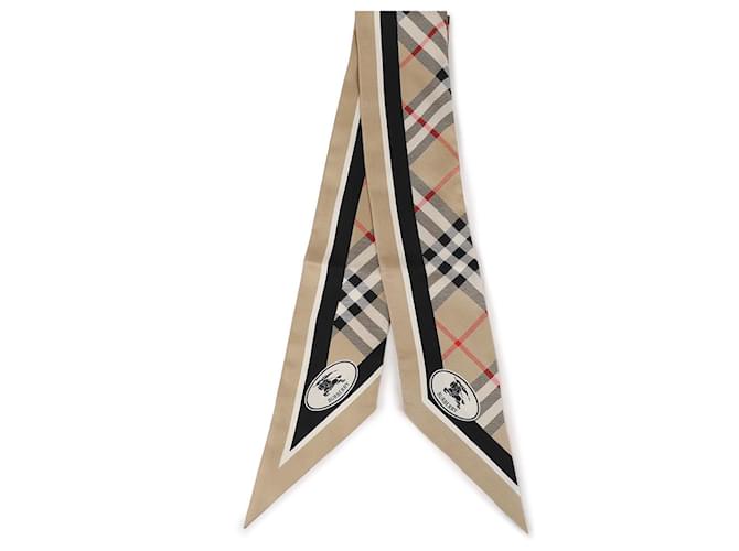 Burberry Sciarpa in seta Skinny Check Marrone - vista 3