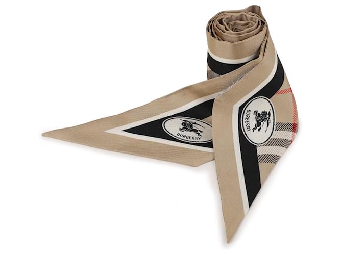 Burberry Sciarpa in seta Skinny Check Marrone - vista 4