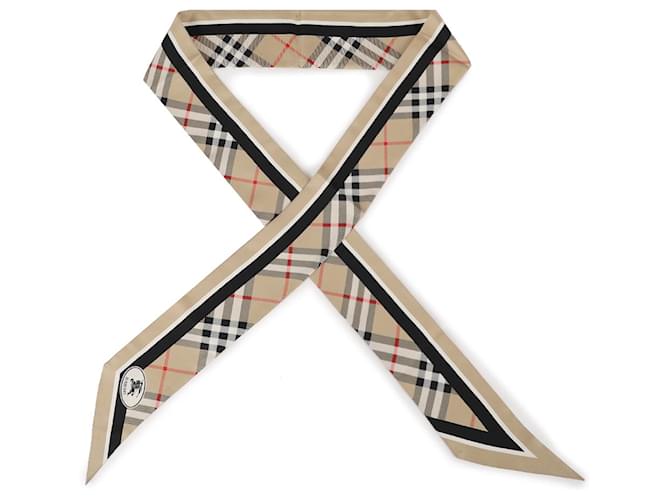 Burberry Sciarpa in seta Skinny Check Marrone - vista 5
