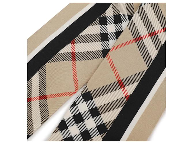 Burberry Sciarpa in seta Skinny Check Marrone - vista 6