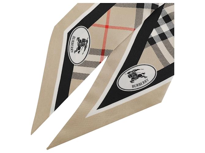 Burberry Sciarpa in seta Skinny Check Marrone - vista 7