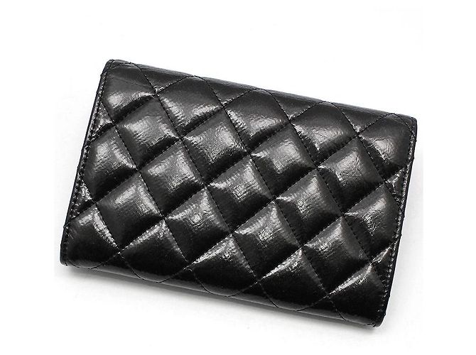Chanel Black Patent Vintage Card Wallet - view 4