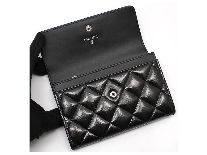 Chanel Black Patent Vintage Card Wallet - view 7