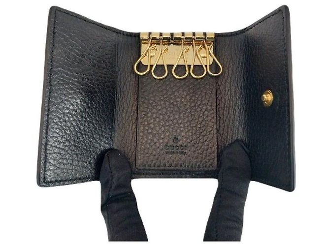 Gucci Black GG Marmont Leather Key Holder Key Case Wallet - view 3