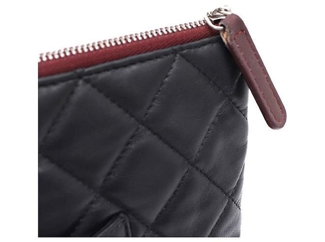 Chanel Clutch Lambskin Silver CC Classic New Medium Nero - vista 12