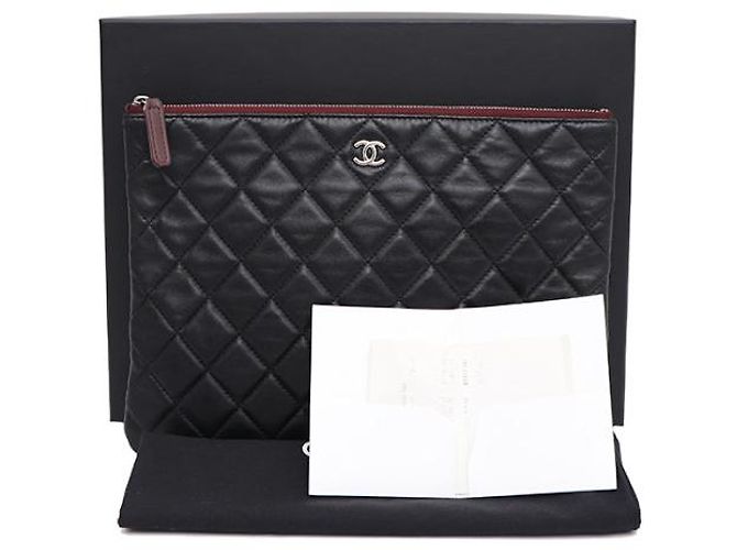 Chanel Clutch Lambskin Silver CC Classic New Medium Nero - vista 16