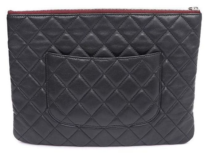 Chanel Clutch Lambskin Silver CC Classic New Medium Nero - vista 3