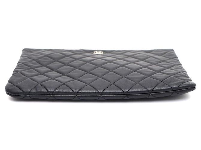 Chanel Clutch Lambskin Silver CC Classic New Medium Nero - vista 6