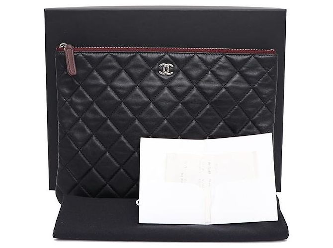 Chanel Clutch Lambskin Silver CC Classic New Medium Nero - vista 8