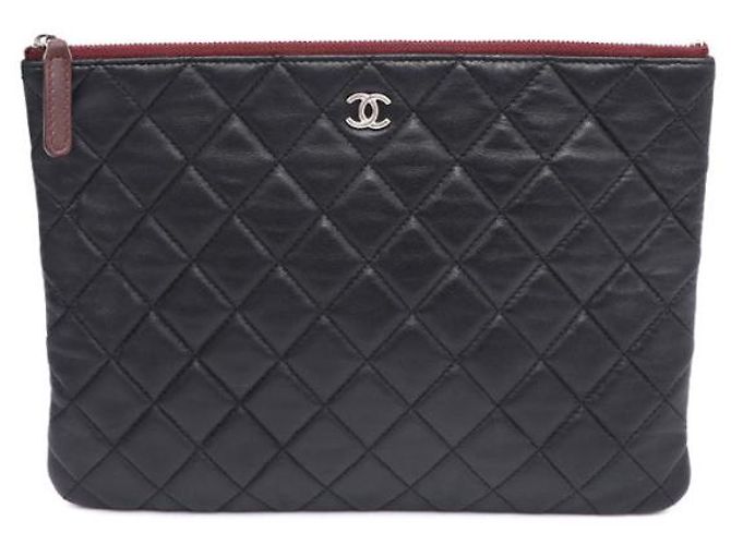 Chanel Clutch Lambskin Silver CC Classic New Medium Nero - vista 9