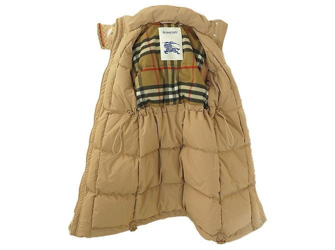 Burberry Casaco longo acolchoado com enchimento de penas e capuz removível Bege Marrom - vista 22
