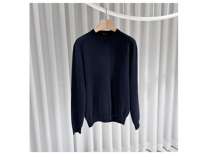 Loro Piana Strickpullover aus Babykaschmir marineblau - Ansicht 3