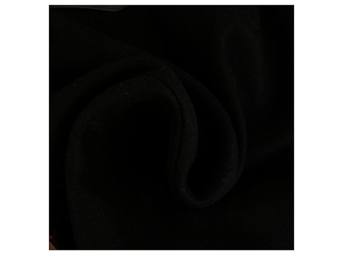 Louis Vuitton Black Wool Leather Insert A-Line Coat - view 12