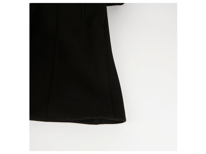 Louis Vuitton Black Wool Leather Insert A-Line Coat - view 7