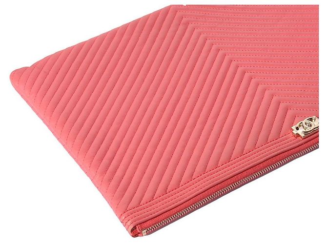 Chanel Clutch Chevron Boy Large Gold Rosa - vista 6