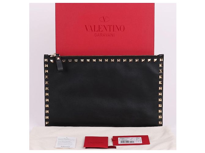 Valentino Clutch Rockstud Black Medium Unisex Nero - vista 11