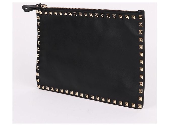 Valentino Clutch Rockstud Black Medium Unisex Nero - vista 2