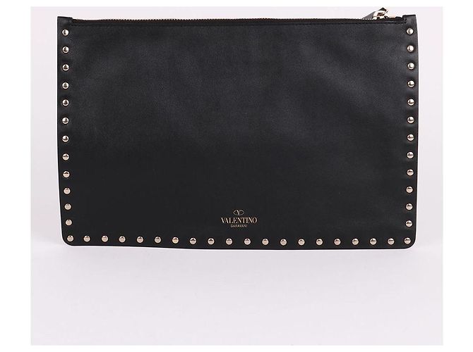 Valentino Clutch Rockstud Black Medium Unisex Nero - vista 3