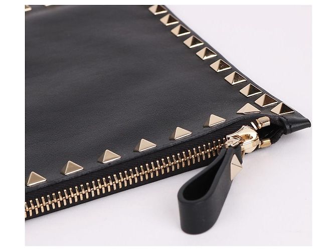 Valentino Clutch Rockstud Black Medium Unisex Nero - vista 5