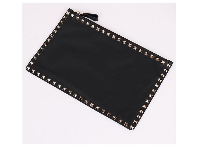 Valentino Clutch Rockstud Black Medium Unisex Nero - vista 6