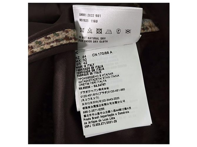 Miu Miu Luxury Biarr Damen Wollmantel mit Karomuster, einreihig und Brustlogo - Ansicht 11