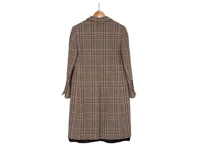 Miu Miu Luxury Biarr Damen Wollmantel mit Karomuster, einreihig und Brustlogo - Ansicht 4